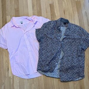 J. Crew Men’s Pink and Navy Patterned Shirts